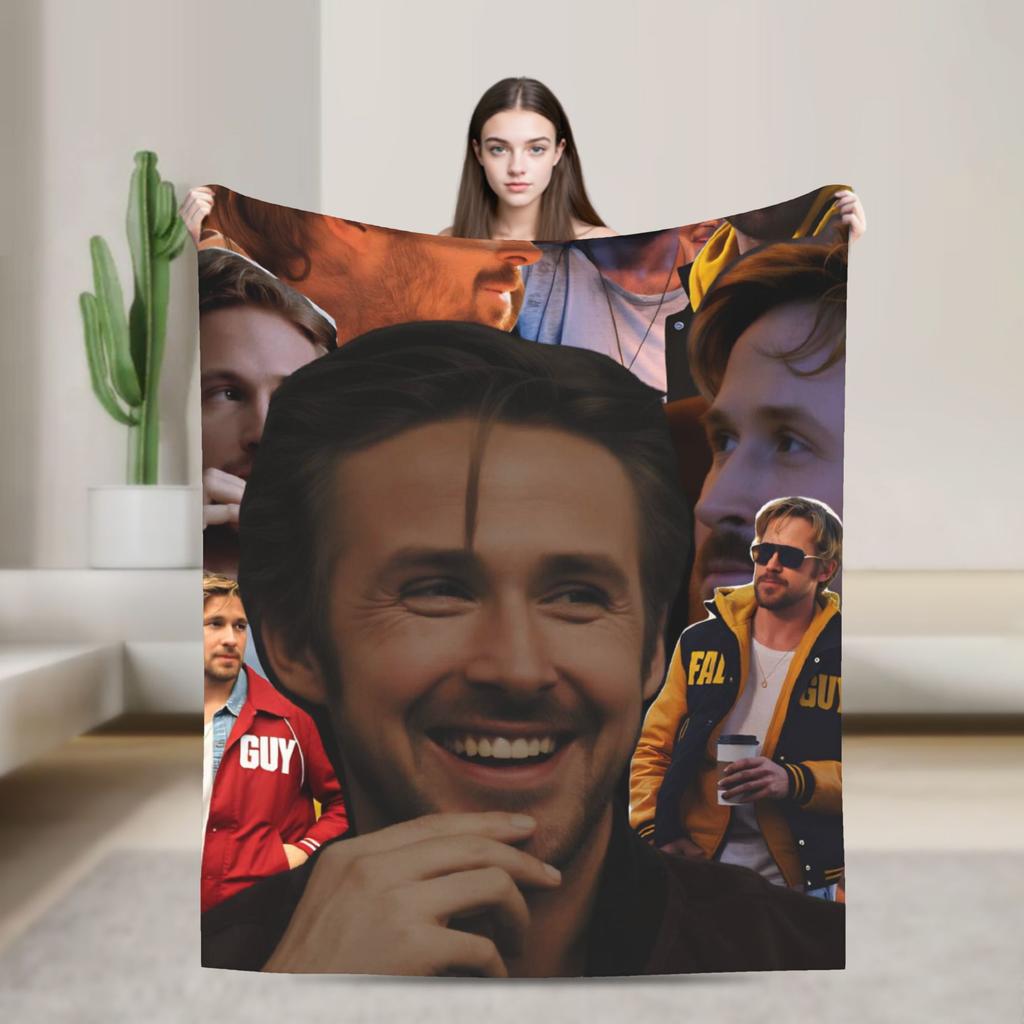 Ryan Gosling Collage Warm Soft Blanket Funny Travel Office Throw Blanket Couch Bed Flannel Bedspread Sofa Bed Cover