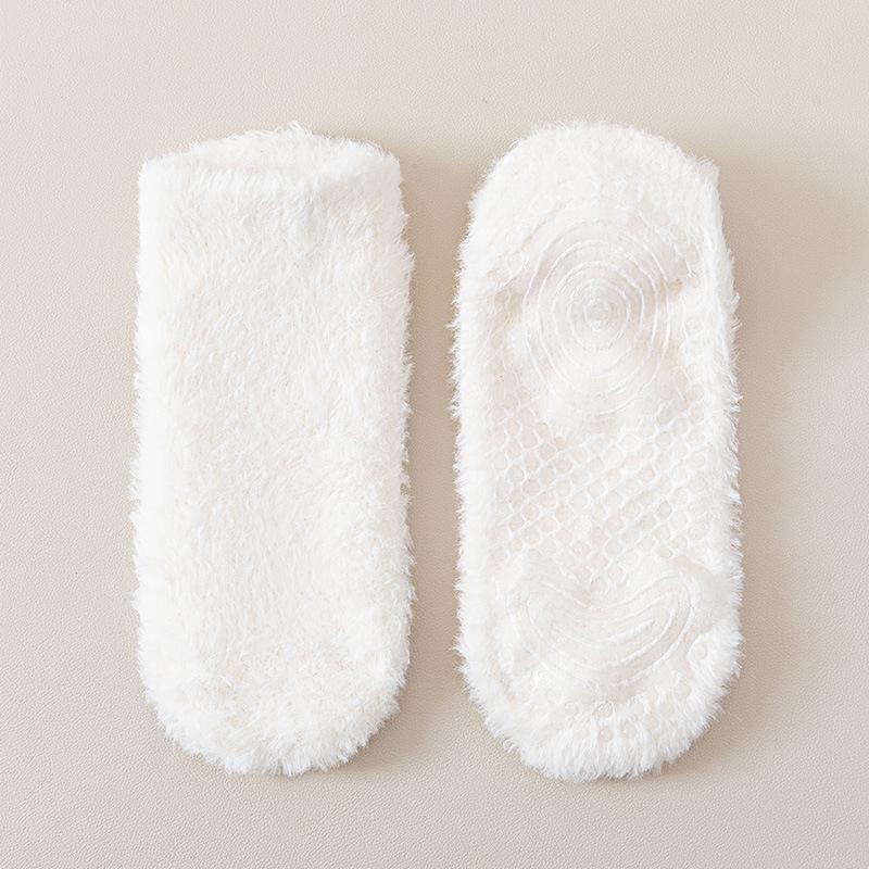 Низкие нескользящие носки для пола, носки из кораллового флиса, женские осенне-зимние утолщенные теплые короткие носки из флиса, домашние носки для сна, носки-лодочки