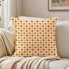 Orange Checkered Polka Dot Pattern Geometry Pillow Case Plush Sofa Cushion Covers Organic Breathable Invisible Zipper