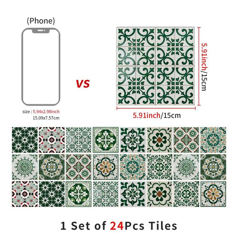 24pcs 15x15cm Tile Decorative Sticker PVC Self Adhesive Wallpaper