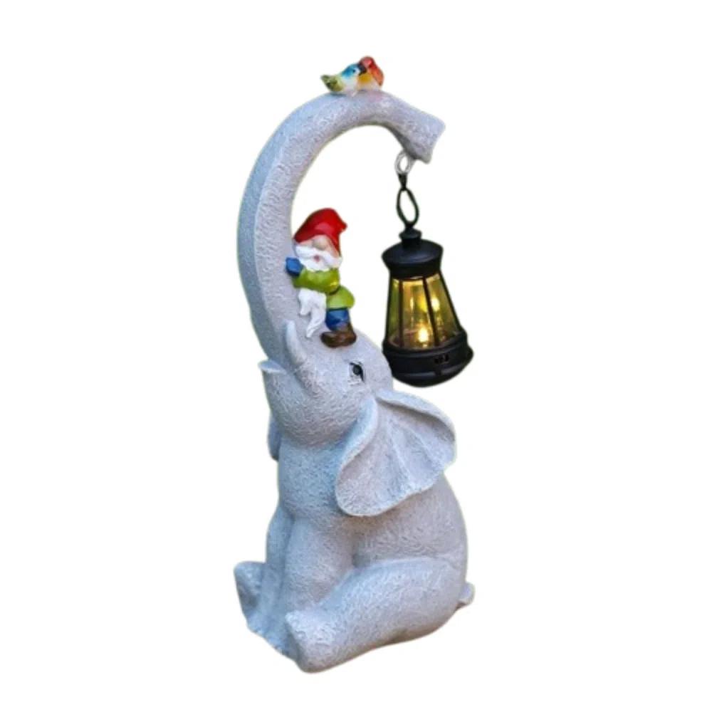 Смола Солнечный Слон Фигурка Поделки Садовые Статуи Слонов для Ландшафтного Дизайна