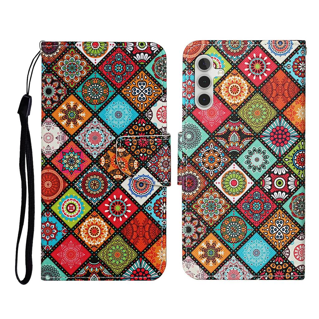 For Samsung Galaxy A17 5G Case Pattern Printing Protective Leather Folio Phone Cover with Wrist Strap