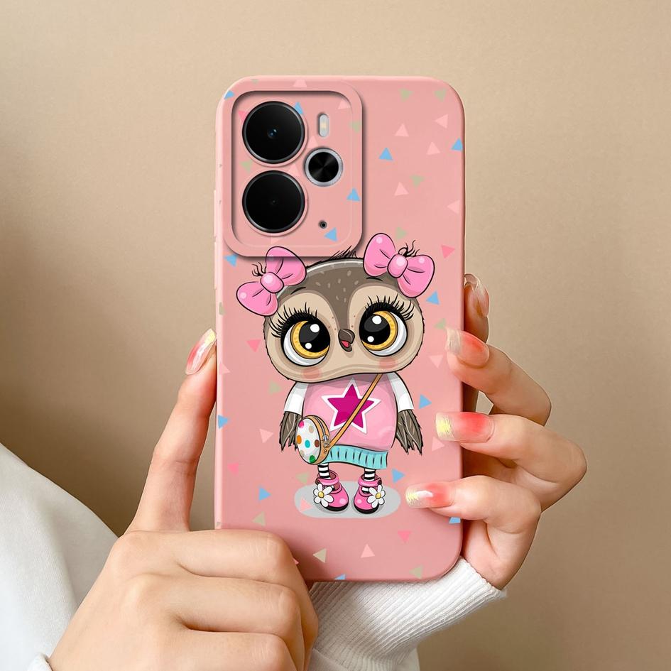 Чехлы для Oppo Realme C75x 14X 14 14T Narzo 10 30 60 P3 A5 Pro с милым рисунком котенка и совы жидкий силиконовый пылезащитный корпус для Oppo Shell