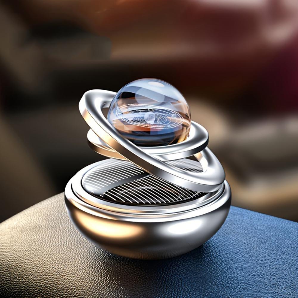 Автомобильный освежитель воздуха на солнечной энергии, двойные кольца, вращающаяся подвеска, вращающийся диффузор для ароматерапии, приборная панель, парфюмерный ароматизатор, авто орнамент