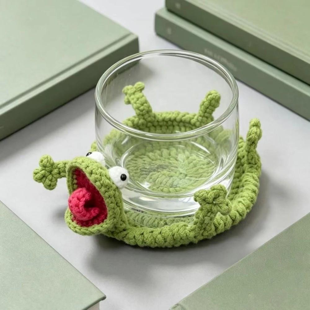 Pressable Crochet Lizard Coasters Cartoon Heat Resistant Mat Cute Water Cup Mat Restaurant Table