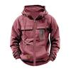 Mens Oversized Hooded Zip-Up Sweatshirt With Print Design Loose Fit Sportswear Winter Casual Wear