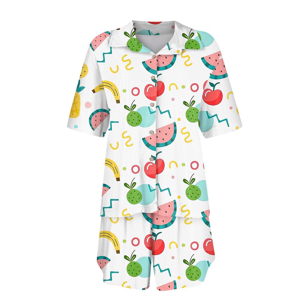 Женская шелковая пижама с пуговицами, домашняя одежда, принт со звездами, короткий рукав, атласный пижамный комплект из 2 предметов