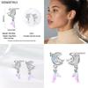 New Original S925 Silver Lucky Four-Leaf Clover French Women's Earrings Fashion Party Anniversary Jewelry Gift