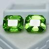 16.12 Ct Natural Peridot Emerald Cut Loose Gemstone PAIR For Jewelry