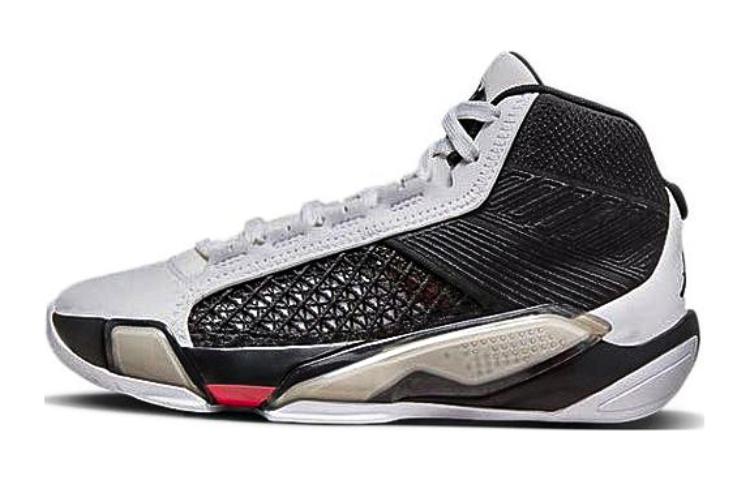Jordan Детские баскетбольные кроссовки Air Jordan 38 Амортизация Устойчивость к истиранию Нескользящая подошва Средняя посадка Черный Белый DZ3499-106