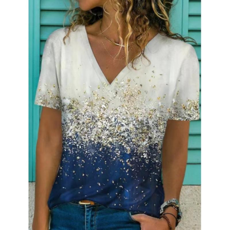 Летняя женская футболка большого размера с коротким рукавом и v-образным вырезом для женщин, белая модная женская футболка, топ с 3d принтом стрекозы, повседневная одежда