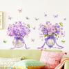 1 пара Фиолетовый Цветок Наклейка на Стену Отклей и Наклей Полевой Цветок Бабочка Настенный Декор Снимаемый Цветочный Настенный Арт Мурал для Комнаты Девочки Детской Комнаты Класса