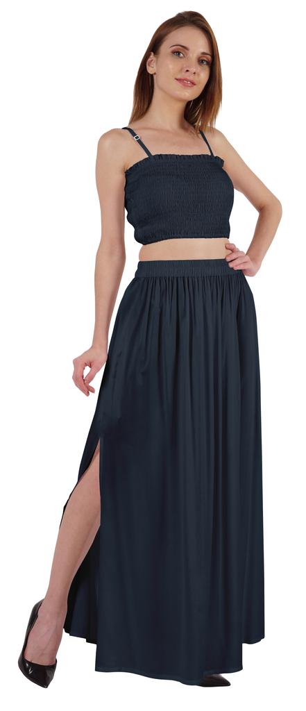 Bimba Летняя одежда для вечеринок Сексуальное платье из 2 предметов для женщин: укороченный топ и длинная юбка, комплект W