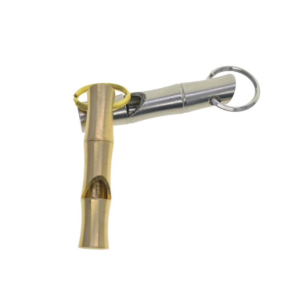 Ручной работы из твердой латуни и нержавеющей стали 304 бамбуковый спасательный свисток брелок для ключей с кольцами 20 мм EDC FOB DIY застежка