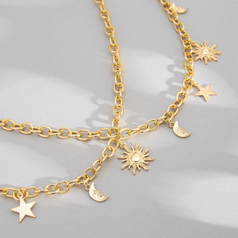 Retro Double-deck Chain Belt Vintage Alloy Waistband All-match Dress Cummerbands For Women