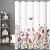 Занавеска для душа с цветами, Розовый цветок, Однотонный фон с крючками, Занавеска для ванны, Водонепроницаемая занавеска для душа