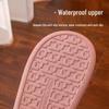 Waterproof Leather-Cotton Slippers, Non-Slip Closed Heel for Indoors