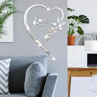 DIY Wall Art Heart Shape Mirror Wall Sticker, самоклеящиеся наклейки Love Heart Acrylic Mirror Wall, настенные наклейки Art Mural, домашний декор Heart Mirror Wall Decals