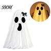 Halloween Window Display Props Ghost Decoration, Indoor Tabletop Standing with Witch Fabric Figurine Hat/Bow for Mantel Dining Table Party Home Decor