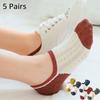 5 пар/лот летние женские носки в стиле ретро ярких цветов, хлопковые повседневные дышащие сетчатые милые короткие невидимые носки до щиколотки, размер ЕС 35-39