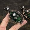 Natural Green Labradorite,Moonstone Gemstone Copper Wire Wrap Pendant 3.43" j5W20