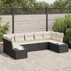 VidaXL 7-Piece Garden Sofa Set with Cushions In Black Poly Rattan 3355876