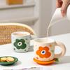 Creative Danish Flower Mug with Lid Gift Coffee Cup Couple High Value Water Cup Ceramic Cup Souvenir