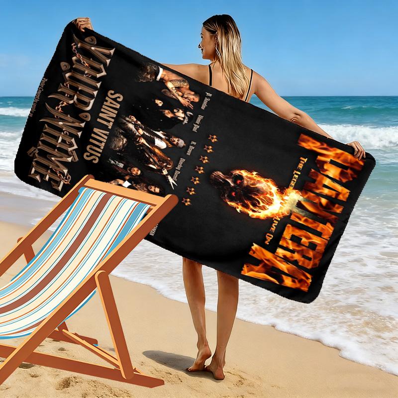 Name Custom Pantera Band Print Beach Towel, Large Soft Quick Dry Towel for Beach Camping Swimming