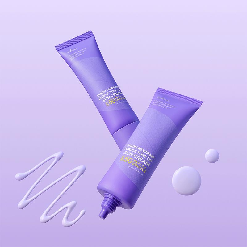 ISNTREE Солнцезащитный крем для лица с эффектом тонапа Onion Newpair Purple Tone Up SPF 50+ PA++++ 50 мл