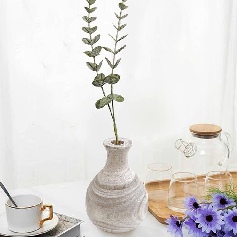 1шт Цветочная композиция Натуральный цвет Деревянная ваза Шикарный настольный орнамент Минималистичные сухоцветы Дзен Дизайн Цветы Бутылка