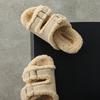 Slippers Women's Outer Wear Winter 2025 New Belt Buckle Soft Leather Comfortable Plush Thick Bottom Fluff Drag Plush Thicker