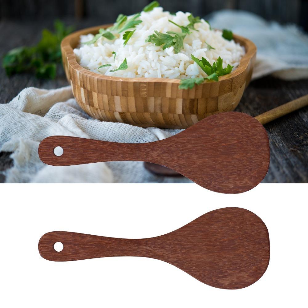 2 Pcs Long Handle Cooking Spatula Solid Wood Kitchen Scoop Rice Spatula Non-stick Pan