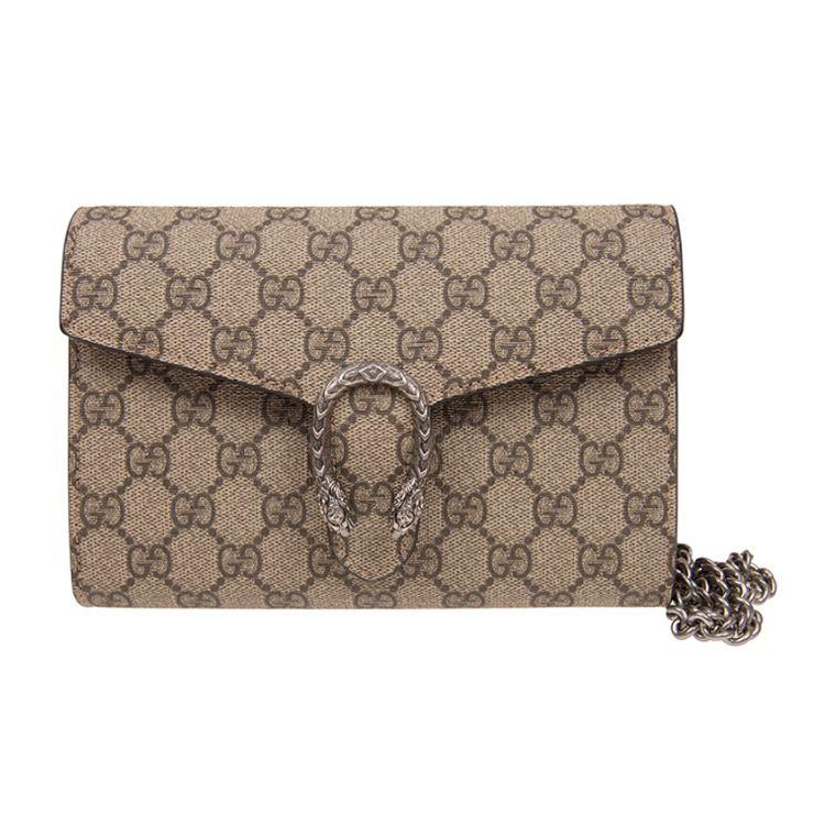 Gucci Dionysus Woc Chain Tiger Head Clasp Logo Red Lining Canvas Wallet Crossbody Shoulder Bag Women bags Dark-Brown 401231-KHNSN-8698