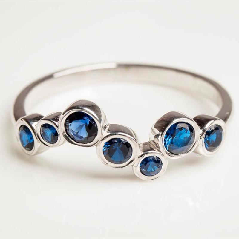 Huitan Элегантные тонкие кольца с синим кубическим цирконием для женщин, изысканные аксессуары для пальцев для свадебной вечеринки, высокое качество, цветная бижутерия
