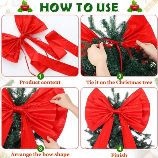 Extra Large Christmas Tree Topper Bows 70.9" X 24" Giant Bow Ribbon Tie for Tree Wreath Wedding Engagement Bachelorette Party Room Backdrop Wall Decor