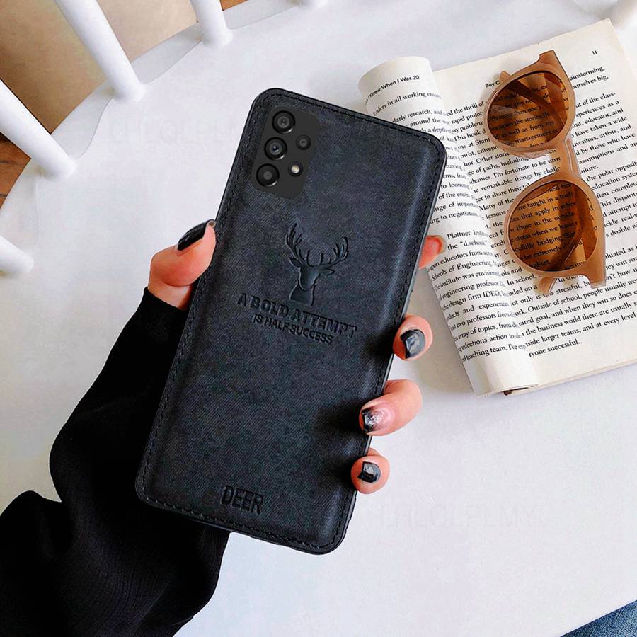 Мягкий силиконовый чехол из ткани для Samsung Galaxy A16 A15 A25 A35 A55 A52 A32 A14 A34 A54 5G A26 A36 A56 S24 FE S25 S21 S22 S23 с рисунком оленя