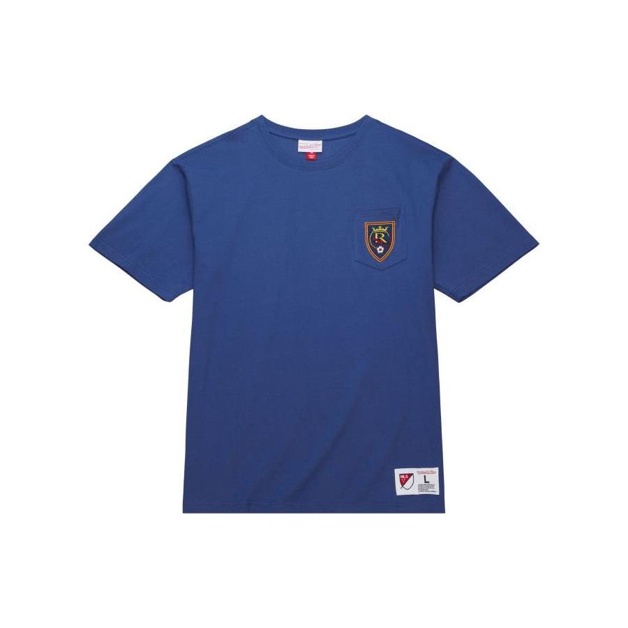 Mitchell Ness T-Shirts Men's Blue Crew Neck Moderate Straight Fit TCRW6277-RSLYYPPPNAVY