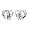 Womens Vintage Korean Fashion Elegant Anti-allergy 925 Silver Plated Love Diamond Zircon Crystal Heart Shaped Ear Stud Earrings Female Ear Jewelry