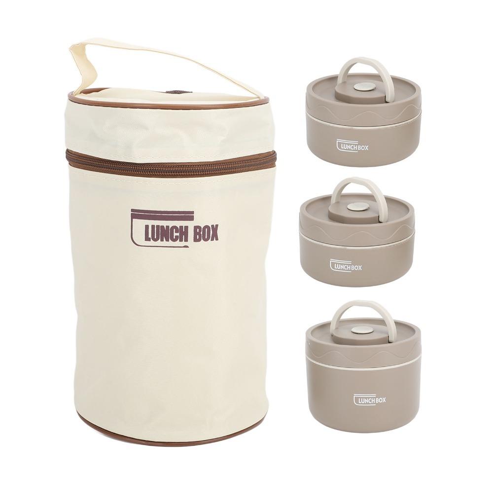 2PCS/3PCS/4PCS Round Shape Thermal Bento Box Stackable Food Container For Picnic