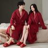 Thickened flannel red pajamas pajamas wedding couple suit autumn and winter coral fleece men's and women's loungewear