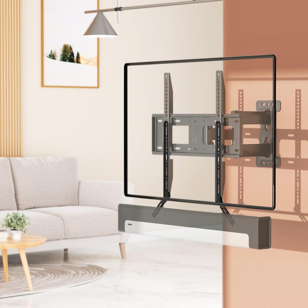 Кронштейн для крепления звуковой панели WALI Может быть установлен над или под телевизором с помощью регулируемых удлинительных кронштейнов с тремя углами. Совместим с большинством дюймовых телевизоров. До 33 фунтов.