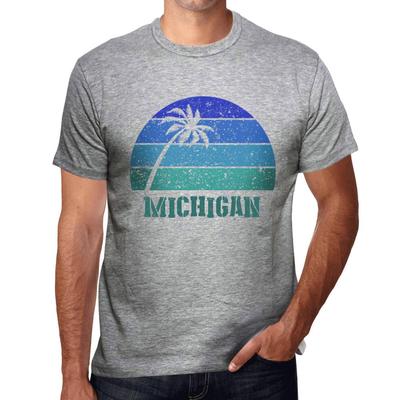 Мужская винтажная футболка Футболка с рисунком Michigan Sunset Grey Marl
