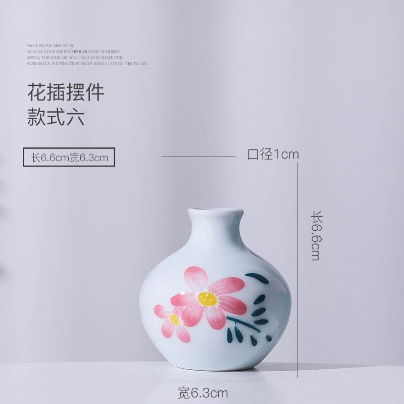 Hand Drawn Small Vase Mini Ceramic Hydroponic Planter Blue and White Porcelain Flower Arrangements Home Decoration Accessories