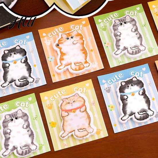 Soft Texture Notepad 4Pcs Cat-Shaped Notes Pad Set Cute Self-Adhesive Memo Pads for Color Students Office Writable Peel-off Reminders Journaling Gifts