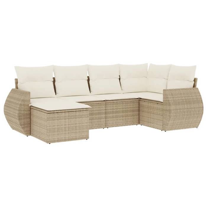 VidaXL Salon de Jardin avec Coussins 6 pcs, Canapés de Terrasse, Ensemble de Meubles de Patio, Mobilier d'Extérieur, Beige 3253995