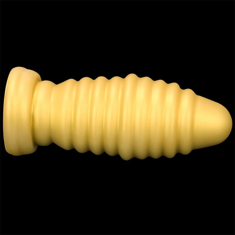 Золотой силиконовый мягкий очень большой очень толстый анальный расширитель на присоске, анальная пробка, анальный фистинг, задний анальный мастурбатор