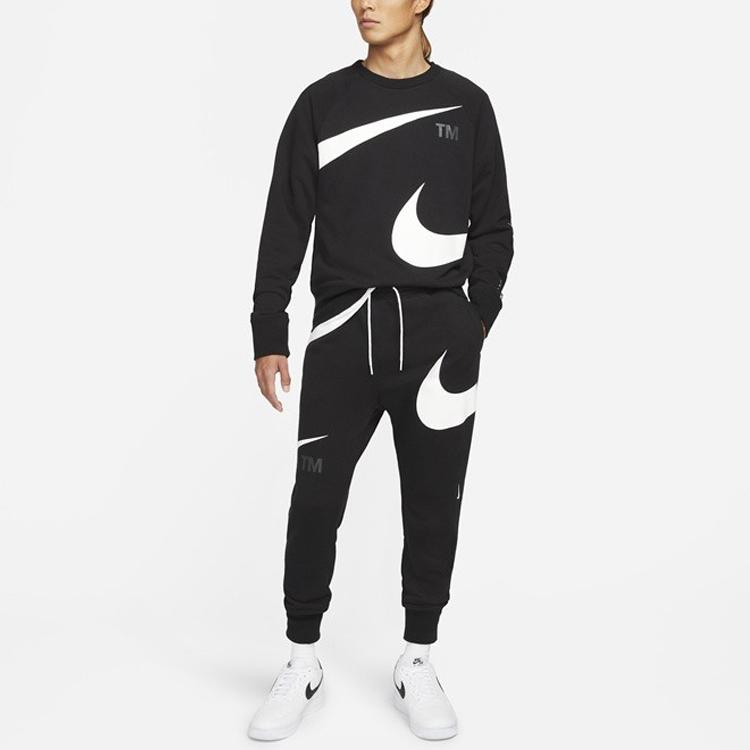 Nike Big Logo Lace-Up Breathable Mid-Rise Tapered Knit Joggers Men Bottoms Black DD6092-010