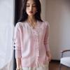 100 Wool Women'S Knitted Cardigan V-Neck Jacket Autumn And Winter New Handmade Crochet Classic Solid Color Versatile Model