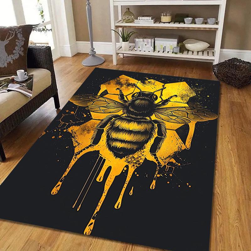 1pc Bees and honeycombs Print, Design Area Rug - Soft, Anti-Slip, and Durable Gaming Room Decor for Bedroom, Living Room