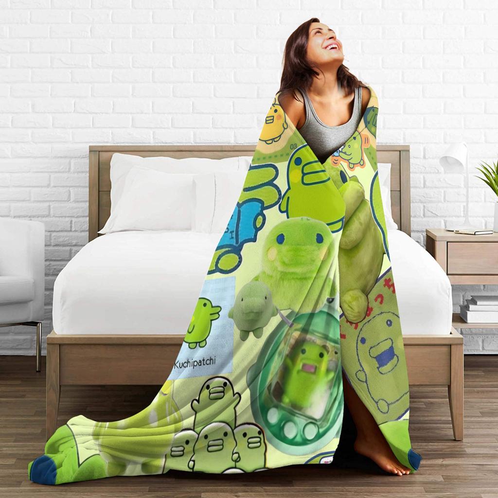 Kuchipatchis Mametchi Flannel Blanket Soft Throw Blanket for Outdoor Camping Print Bedspread Sofa Bed Cover